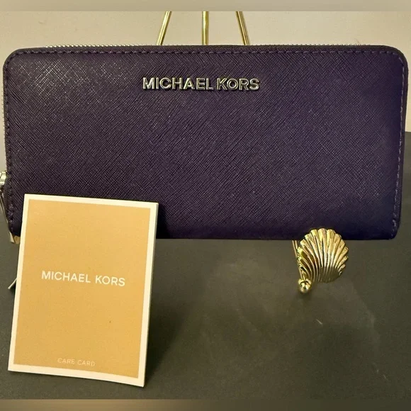 Michael Kors Deep Purple Leather Wallet NWT - Picture 3 of 8